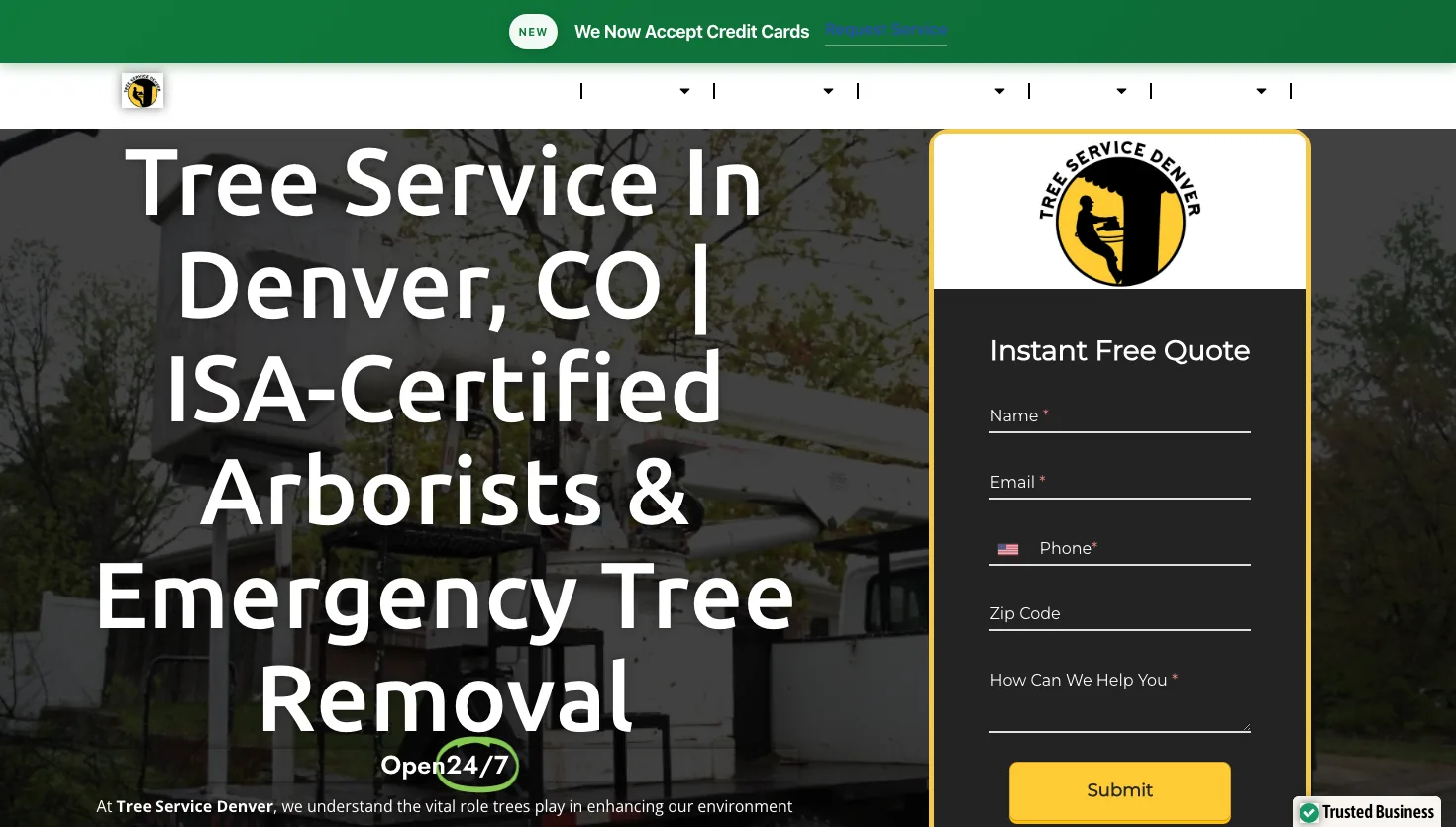 Lakewood Tree Service website screenshot