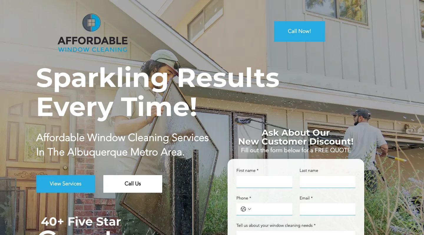 Affordable Window Cleaning - J P Valdez Enterprises website screenshot