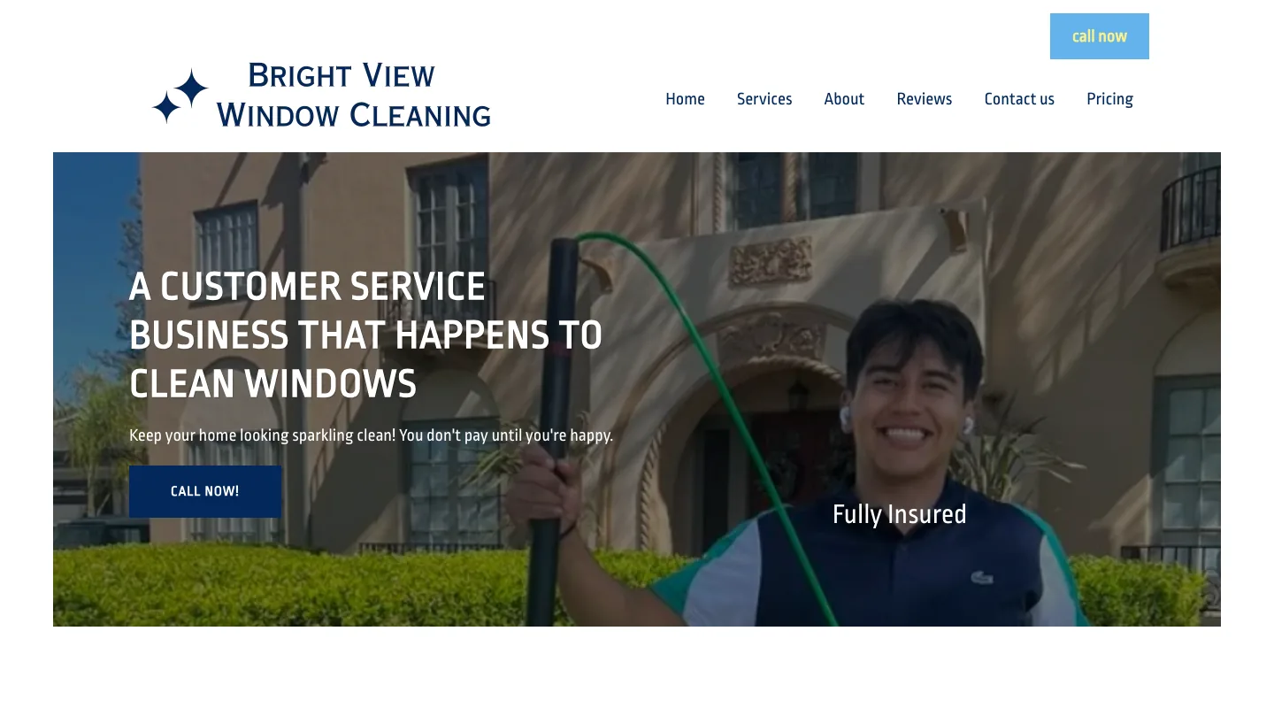 Bright View Window Cleaning San Jose website screenshot