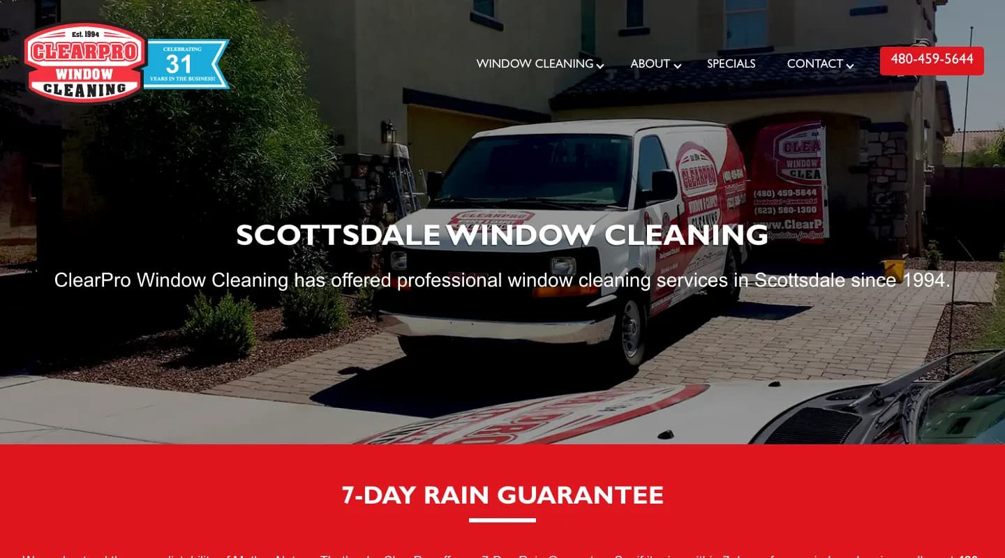 ClearPro Window & Carpet Cleaning website screenshot