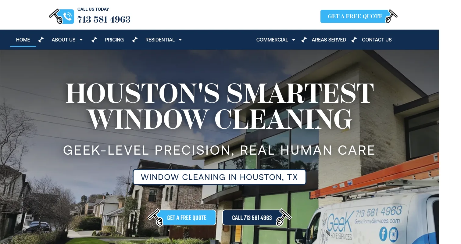 Geek Window Cleaning website screenshot