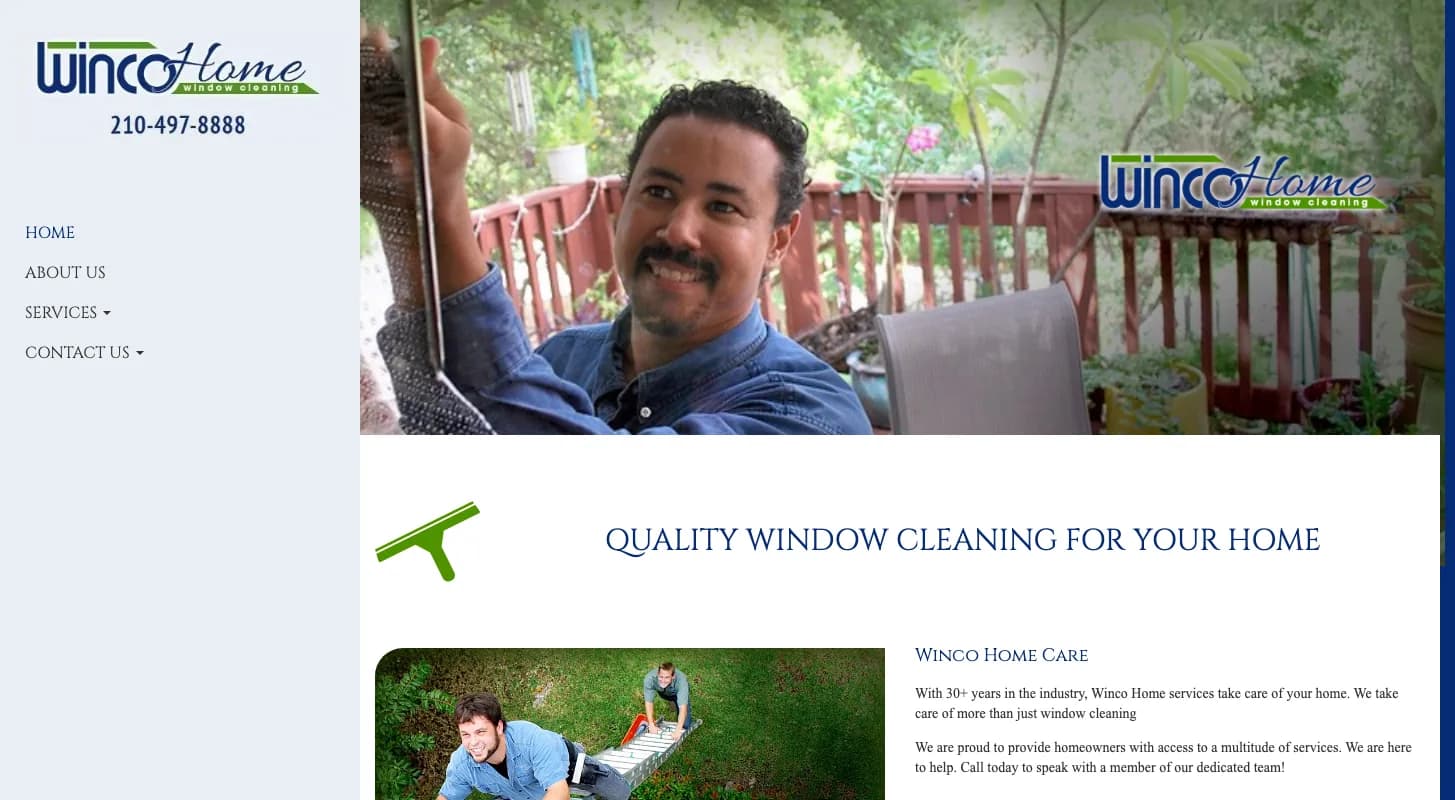 Winco Home Window Cleaning website screenshot