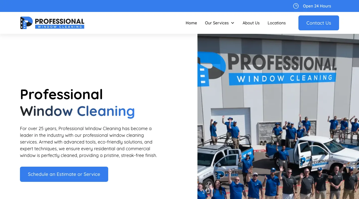 Professional Window Cleaning website screenshot