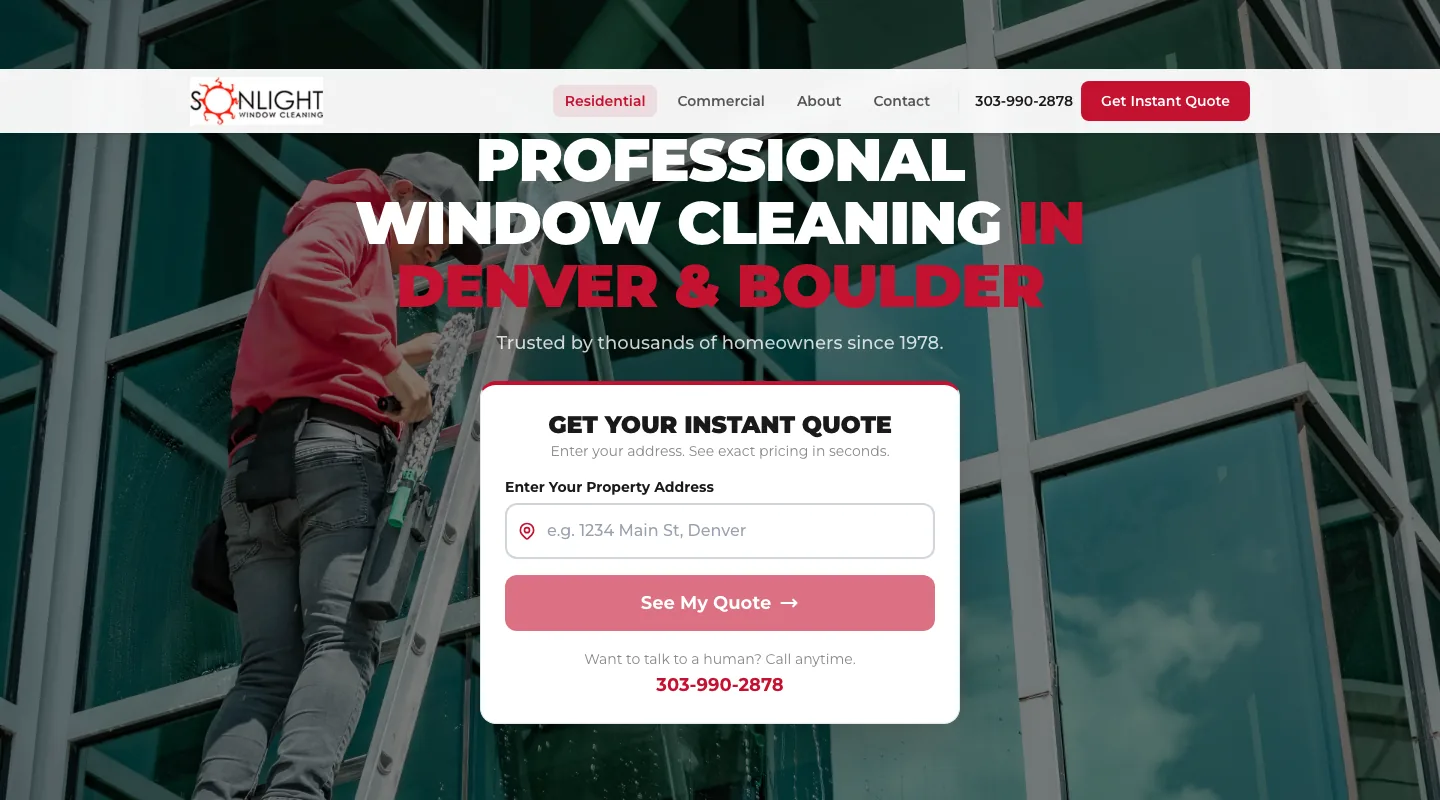 Sonlight Window Cleaning website screenshot