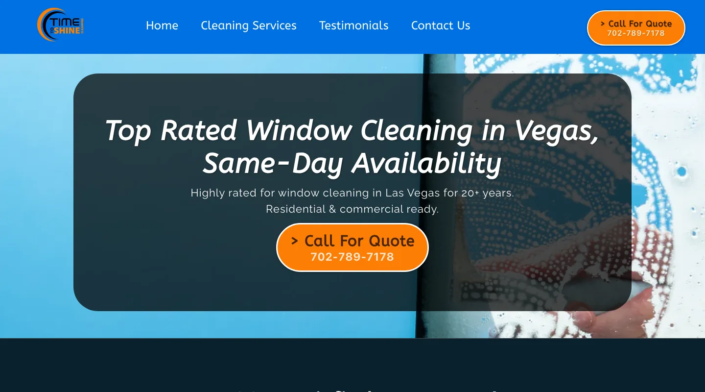 Time to Shine Window Cleaning website screenshot