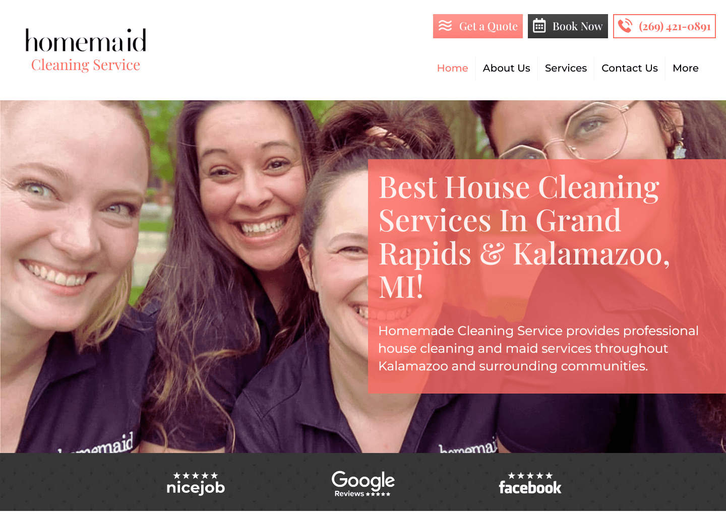 Homemaid Cleaning Service website screenshot