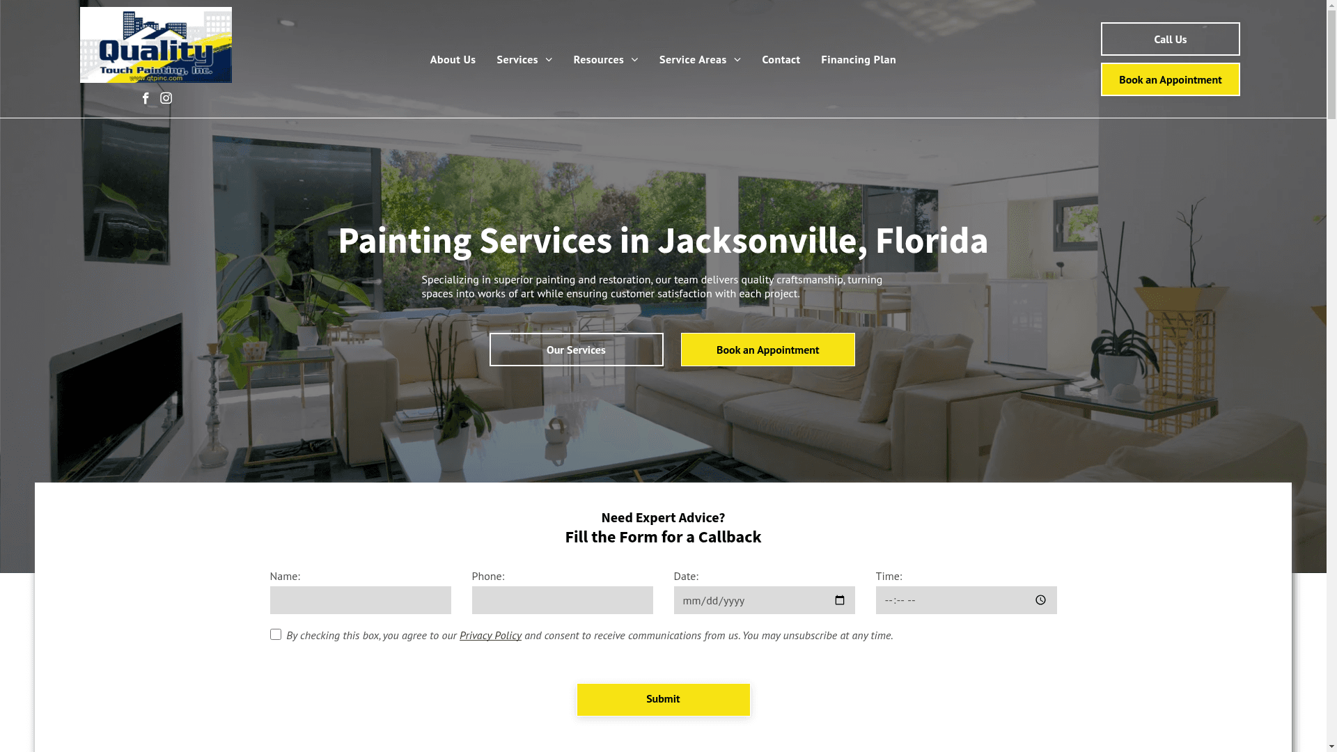 Quality Touch Painting Inc website screenshot