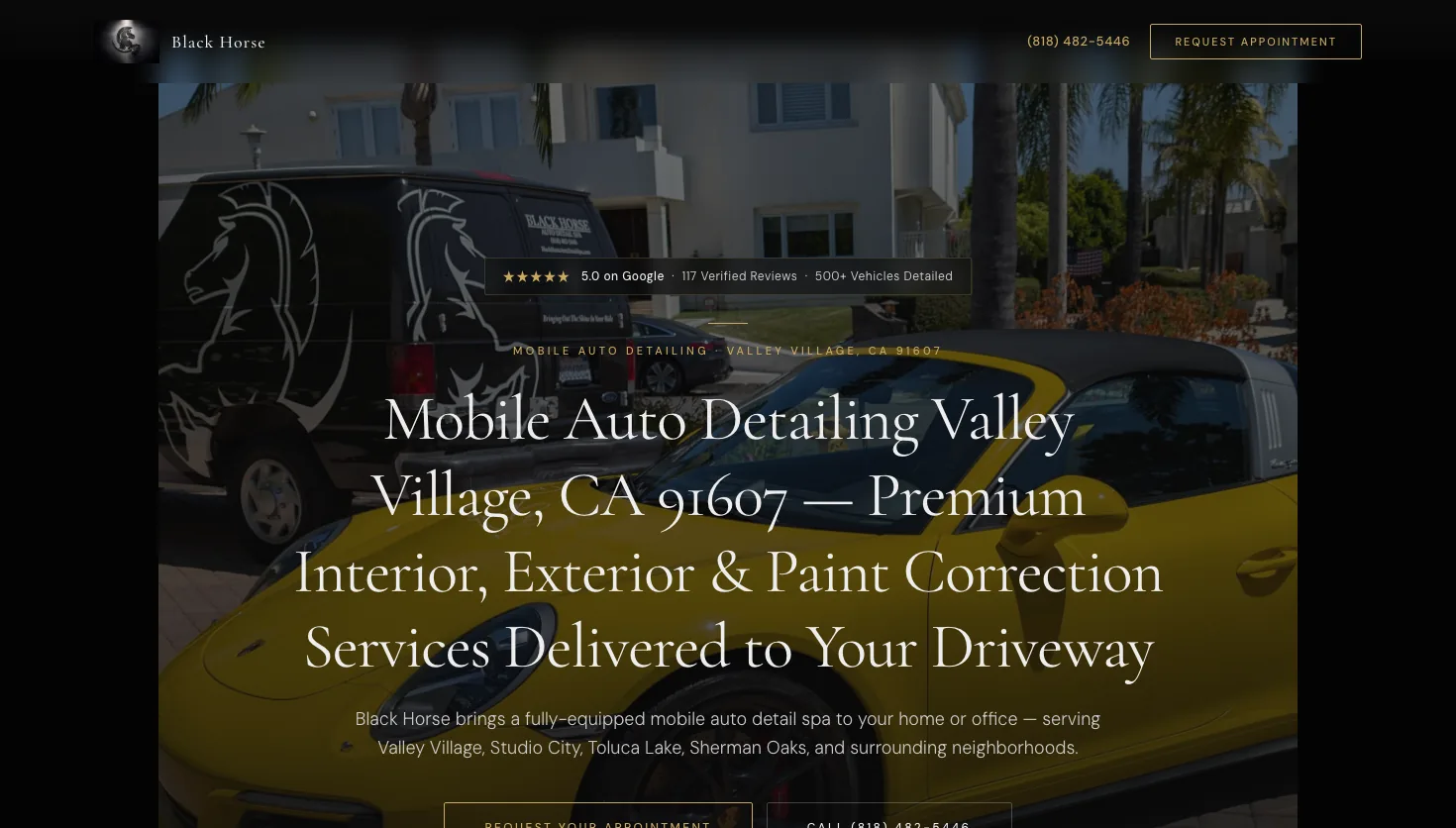 Black Horse Auto Detail Spa website screenshot