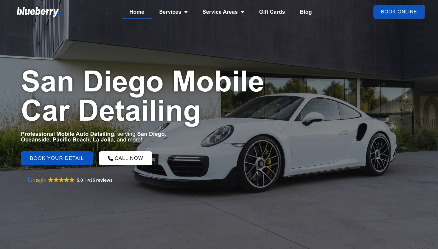 Blueberry Mobile Detailing website screenshot