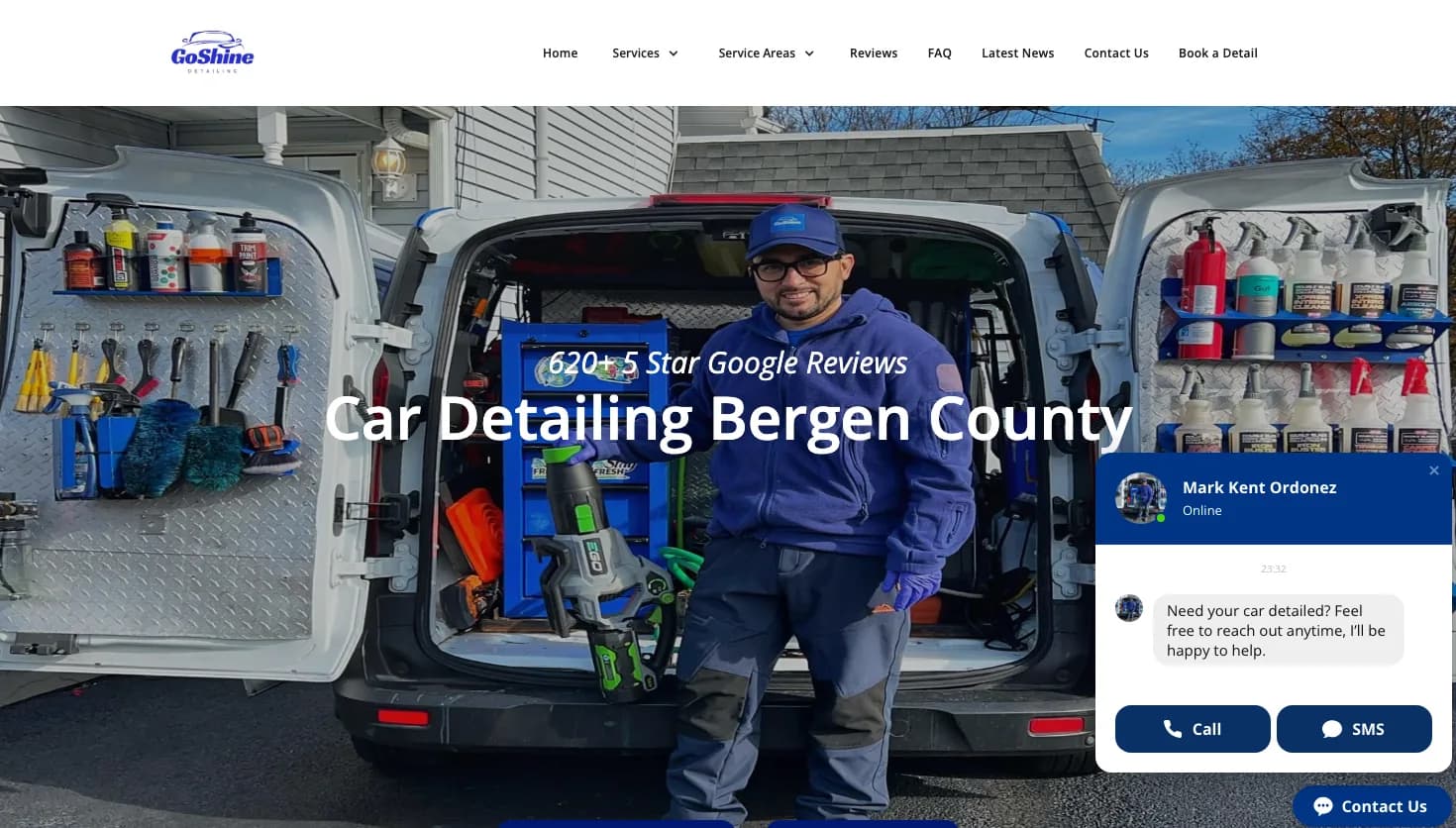 GoShine Mobile Car Detailing website screenshot