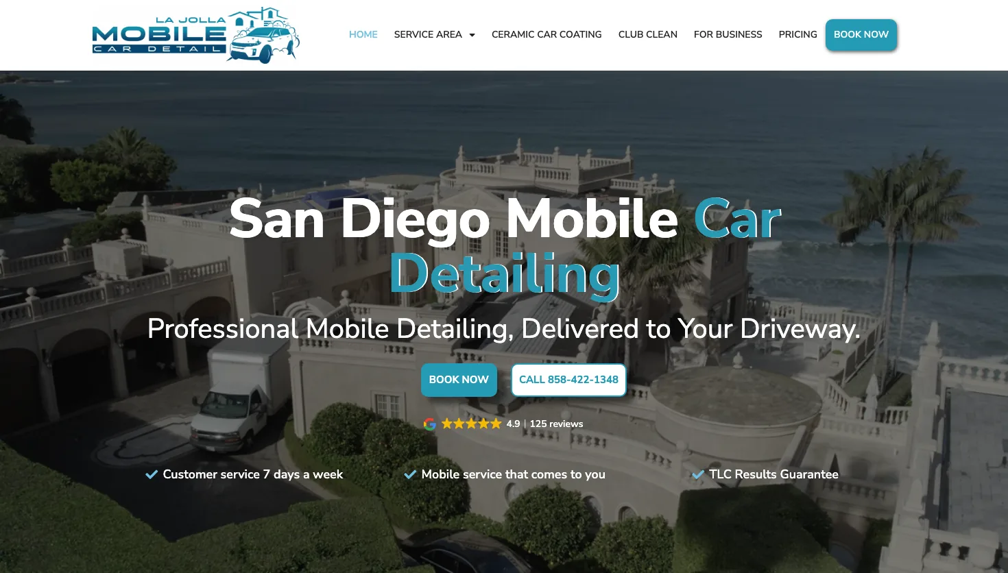 La Jolla Mobile Car Detail San Diego website screenshot