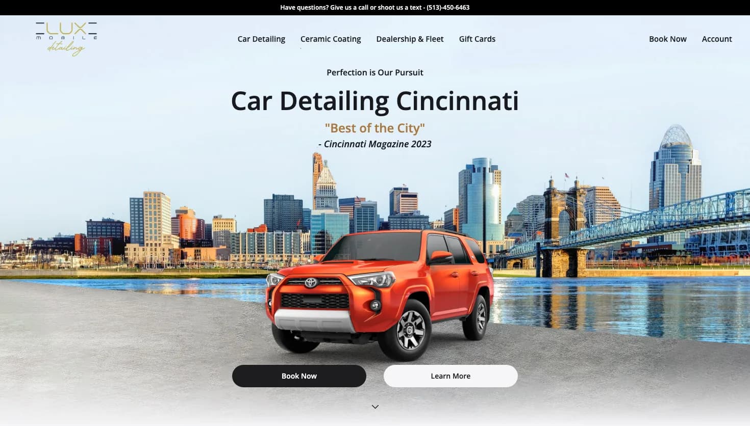 Lux Mobile Detailing website screenshot