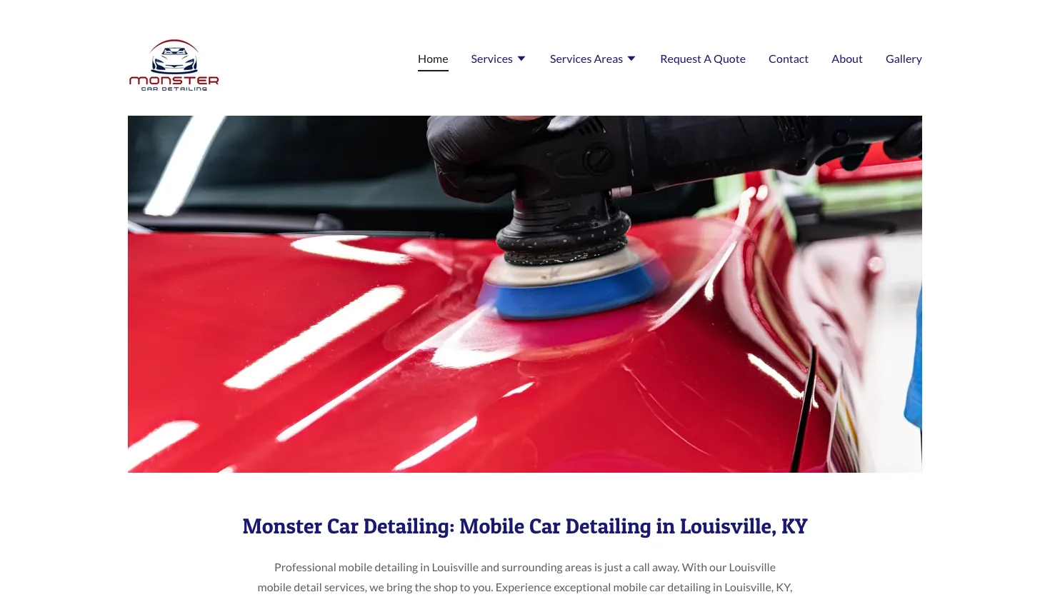 Monster Car Detailing-Mobile detailing Louisville website screenshot