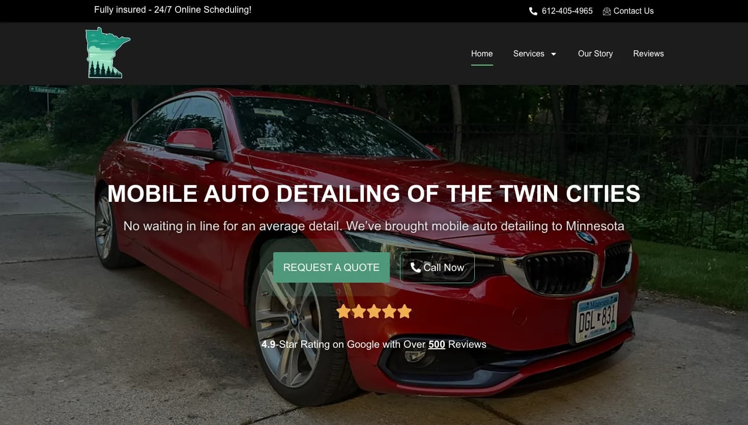Northwoods Mobile Detailing website screenshot