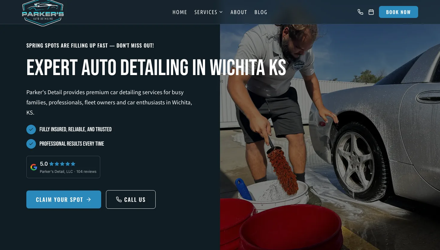 Parker’s Detail, LLC website screenshot