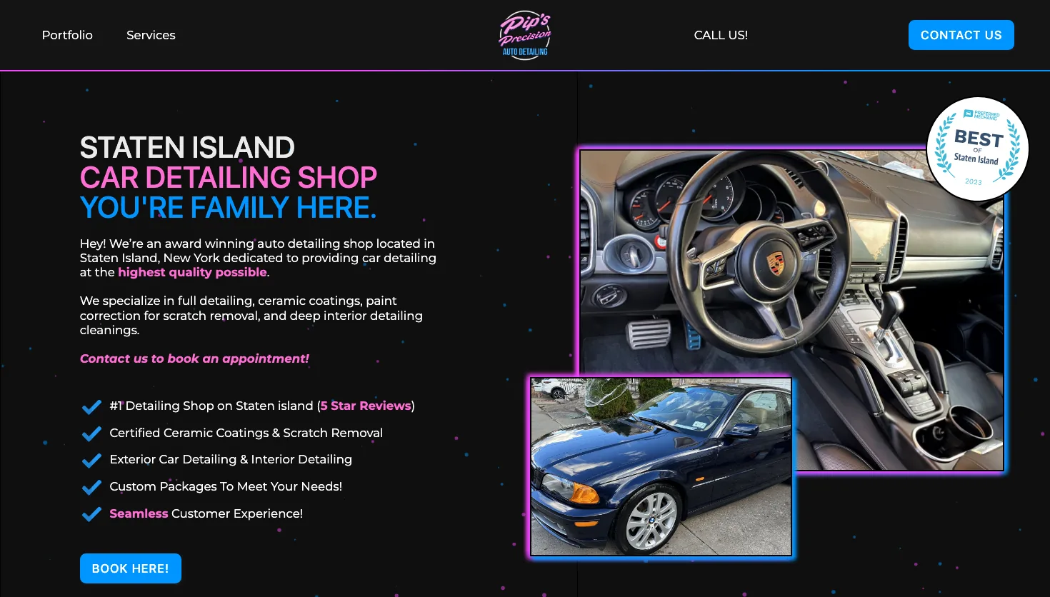 Pip's Auto Detailing website screenshot