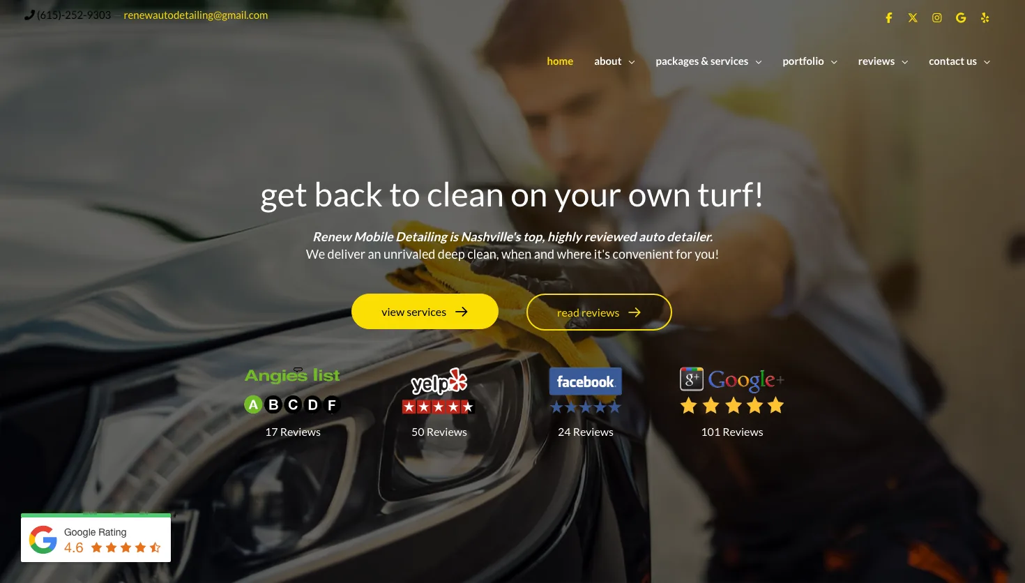 Renew Mobile Detailing website screenshot