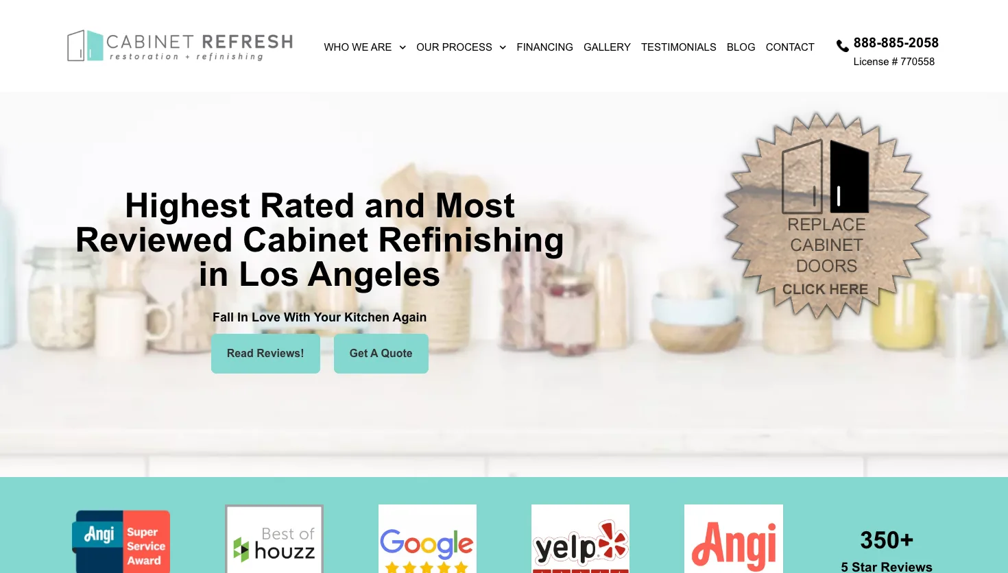 Cabinet Refresh website screenshot
