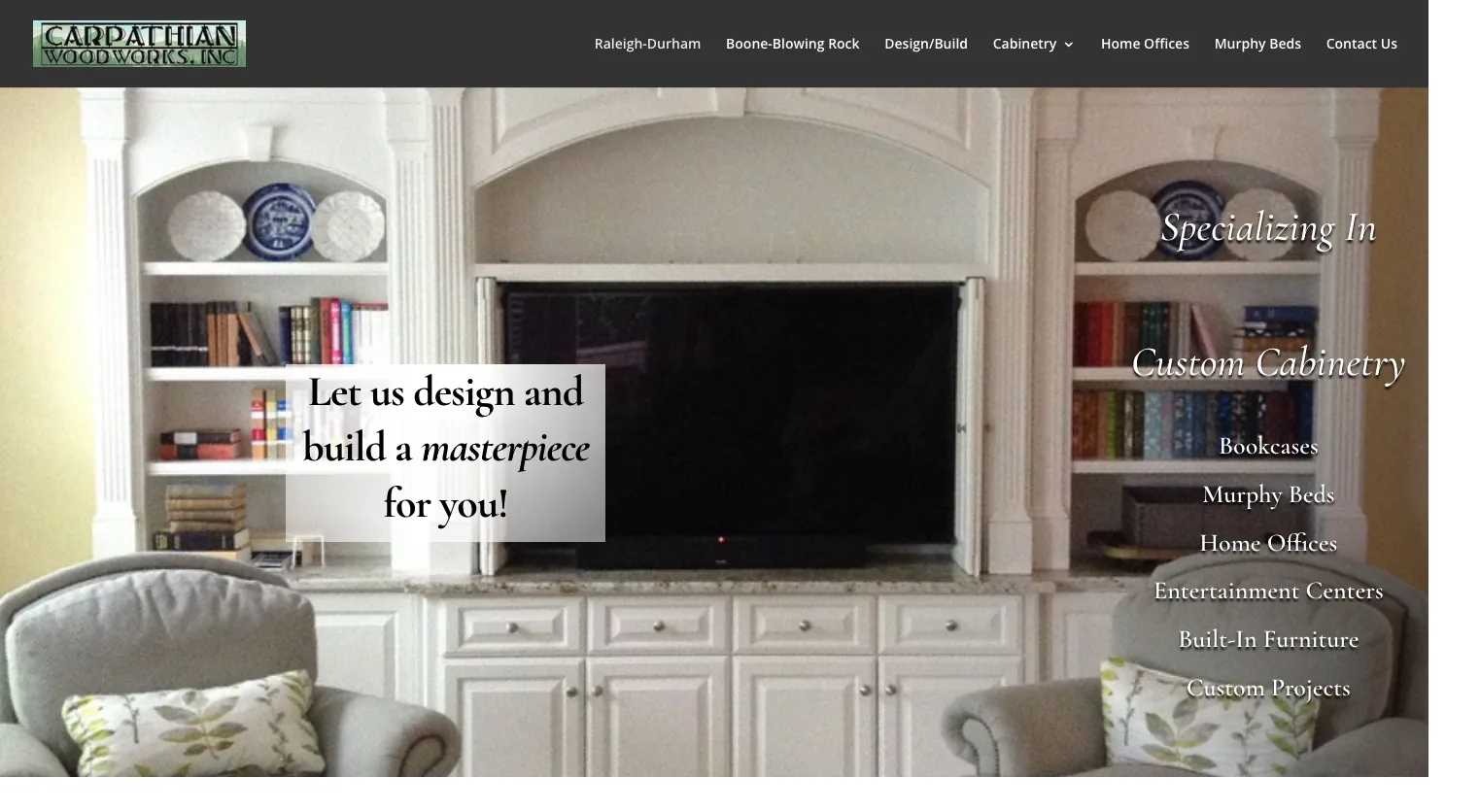 Carpathian Woodworks, Inc. website screenshot