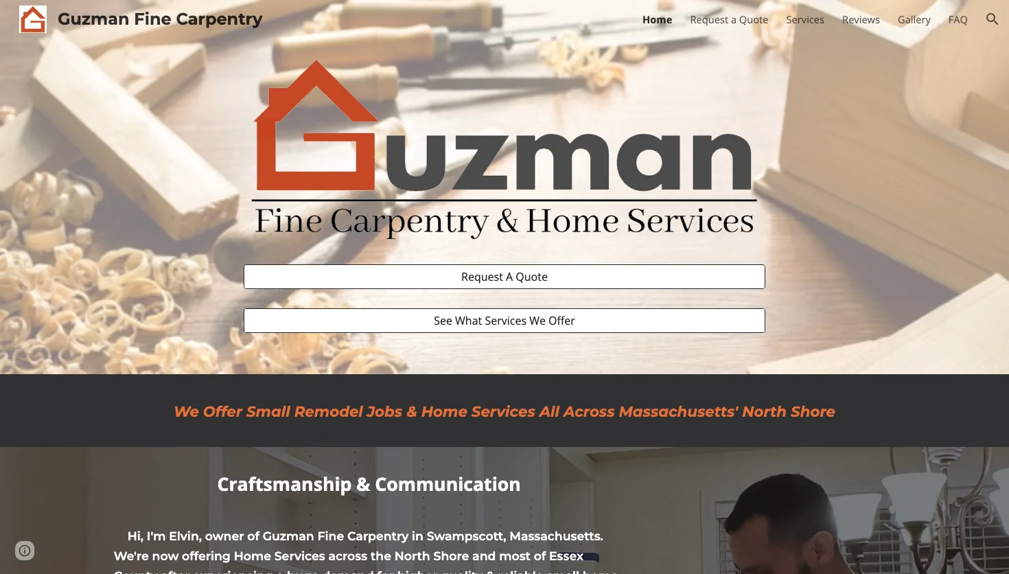 Guzman Fine Carpentry website screenshot