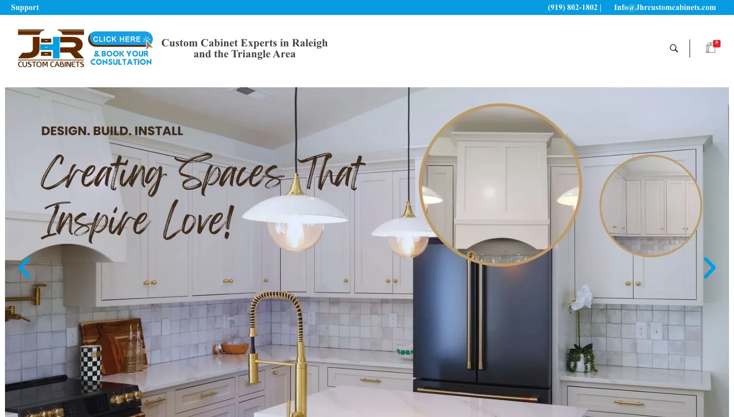 JHR CUSTOM CABINETS website screenshot