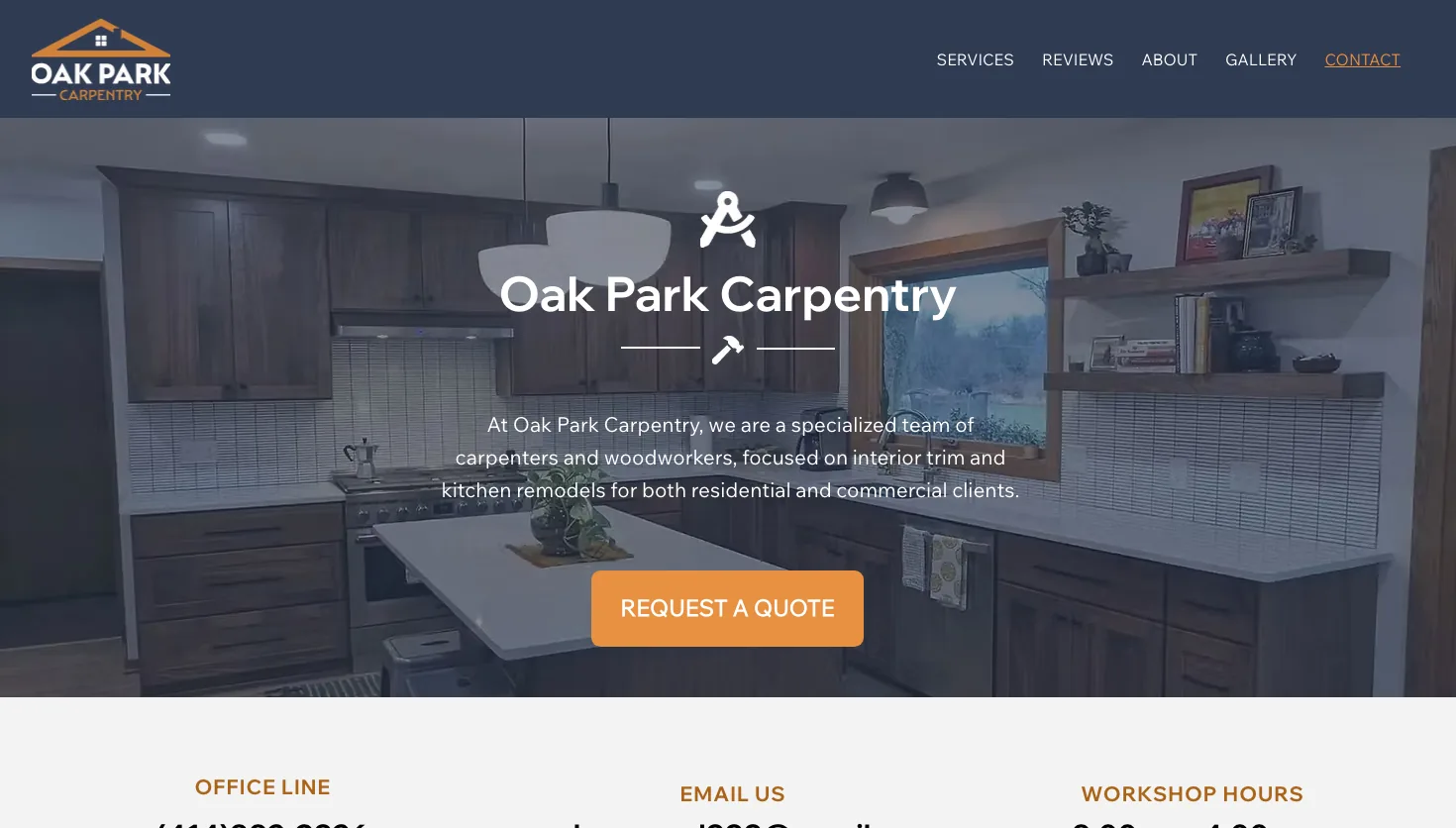 Oak Park Carpentry website screenshot