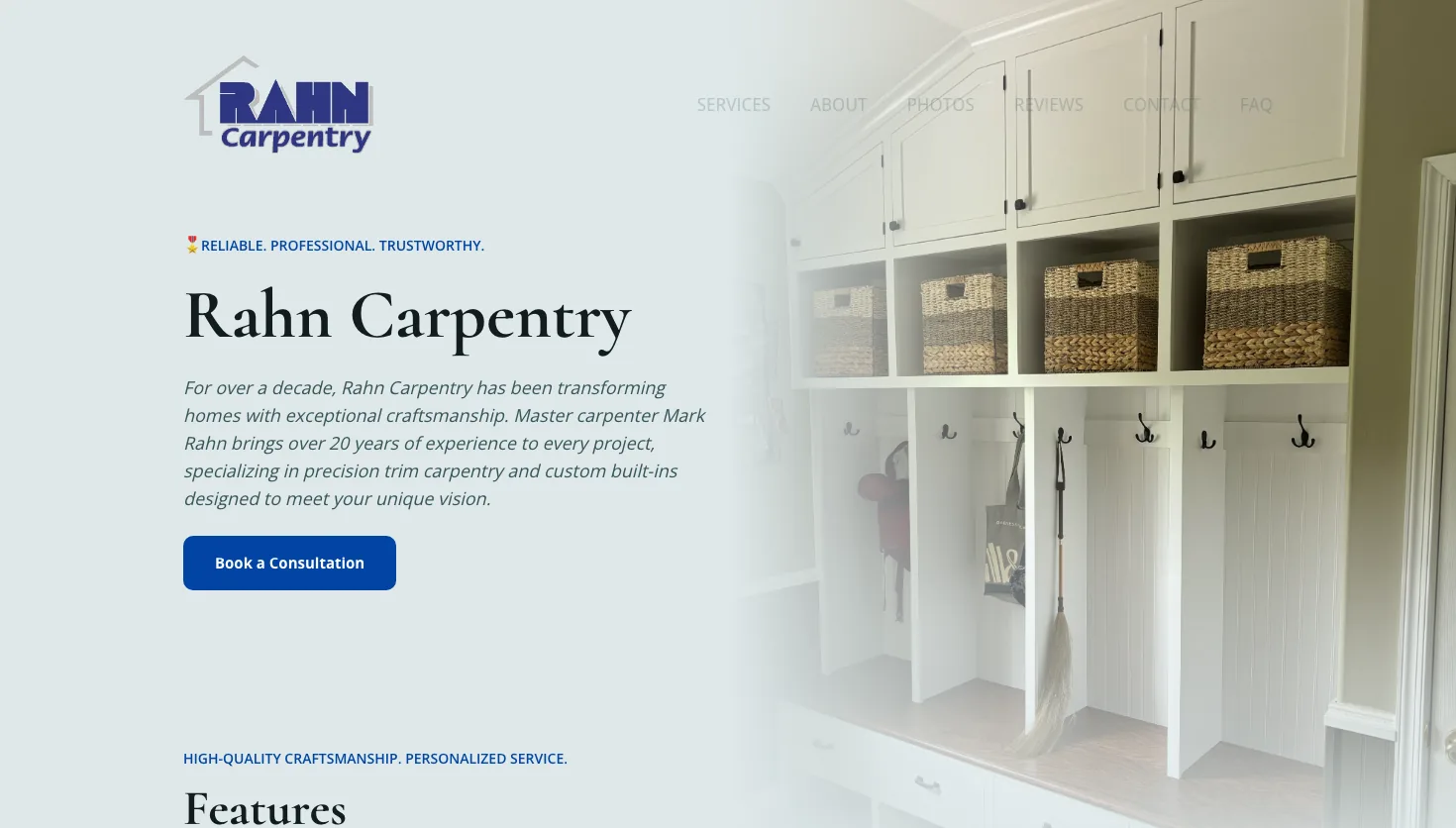 Rahn Carpentry website screenshot