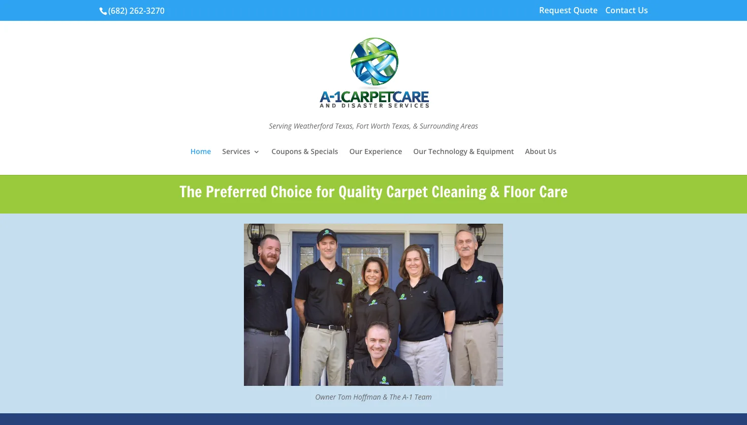 A1 Carpet Care and Disaster Services website screenshot