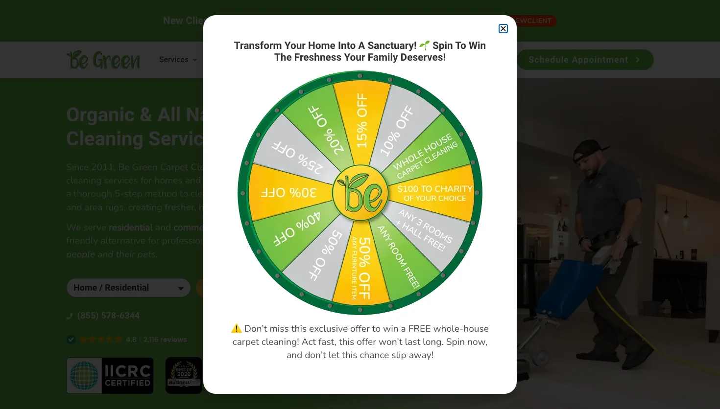 Be Green Carpet Cleaning - Seattle website screenshot