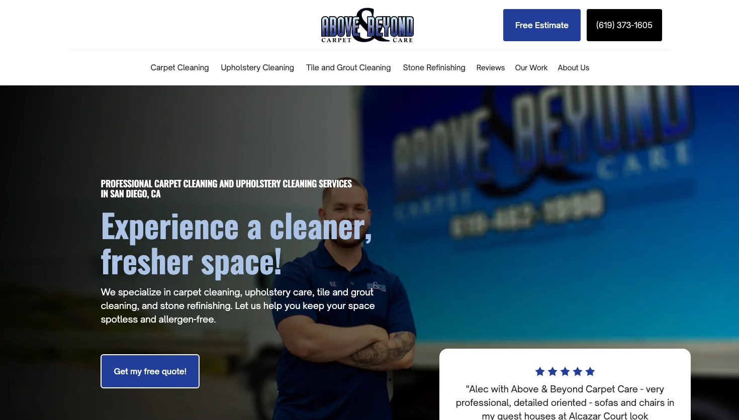 Above & Beyond Carpet Care website screenshot
