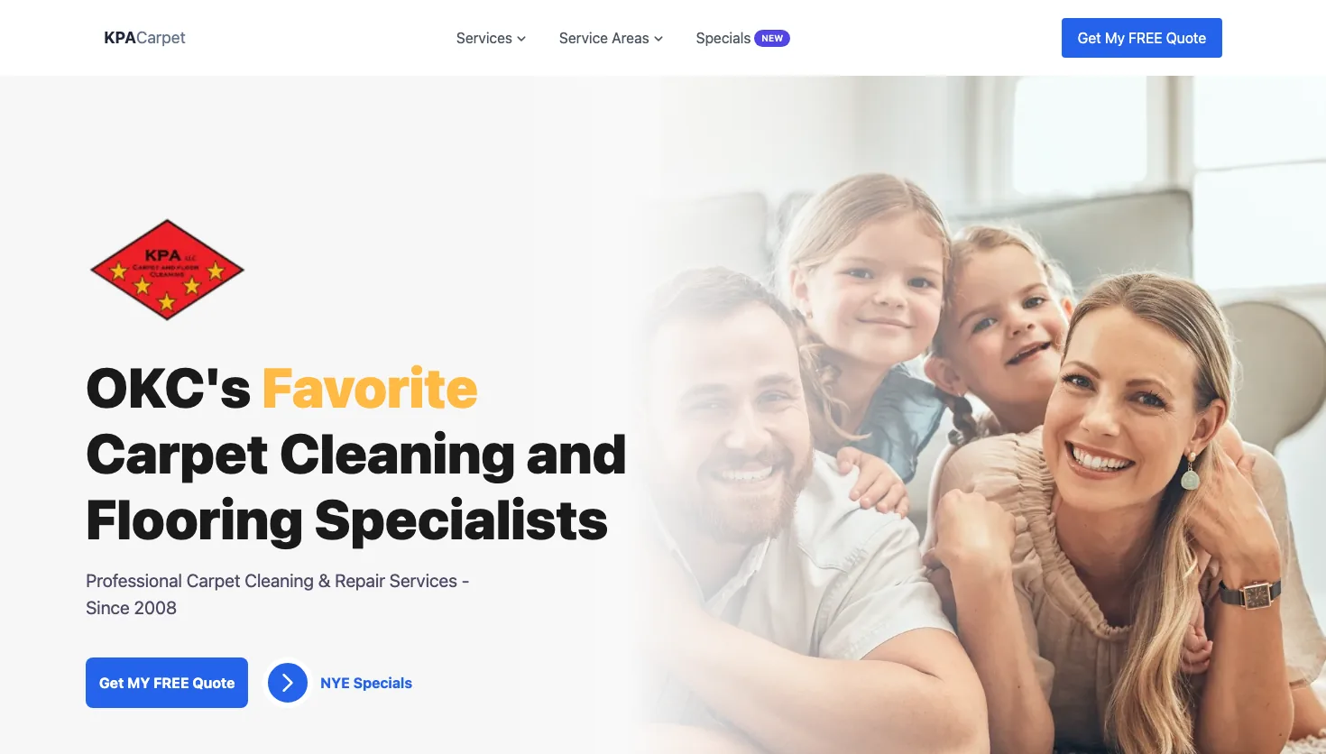 KPA Carpet cleaning and Flooring Services (Edmond OK) website screenshot