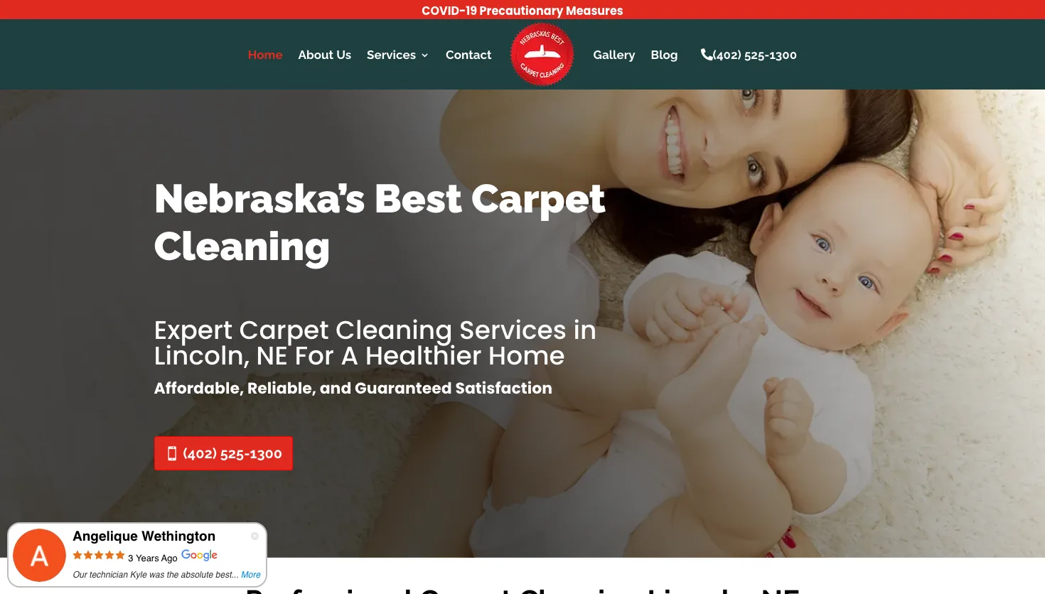 Nebraska's Best Carpet Cleaning website screenshot