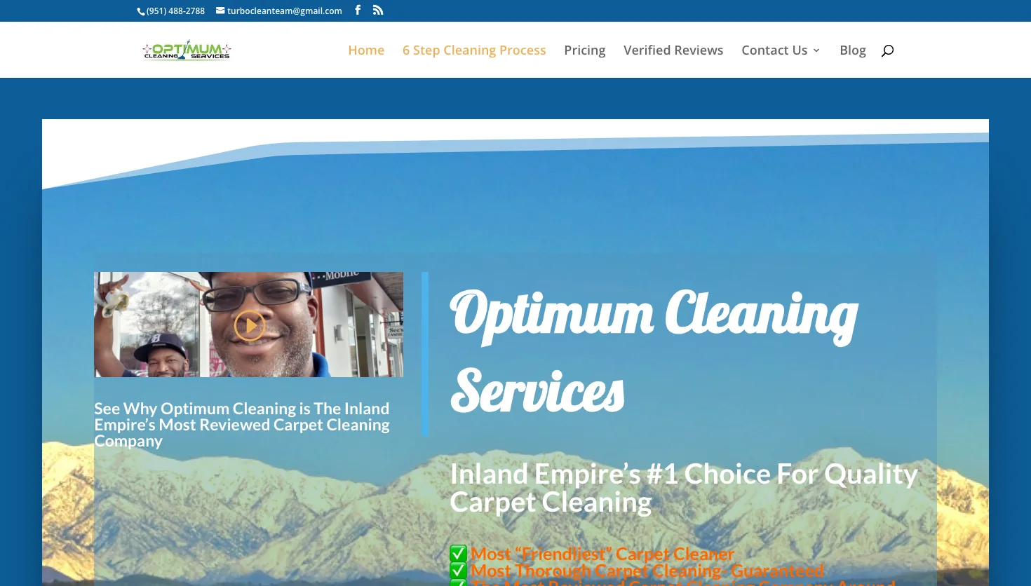 Optimum Cleaning Services website screenshot