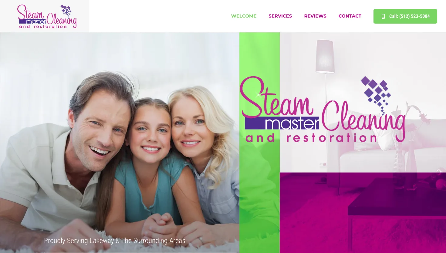 Steam Master Cleaning and Restoration website screenshot