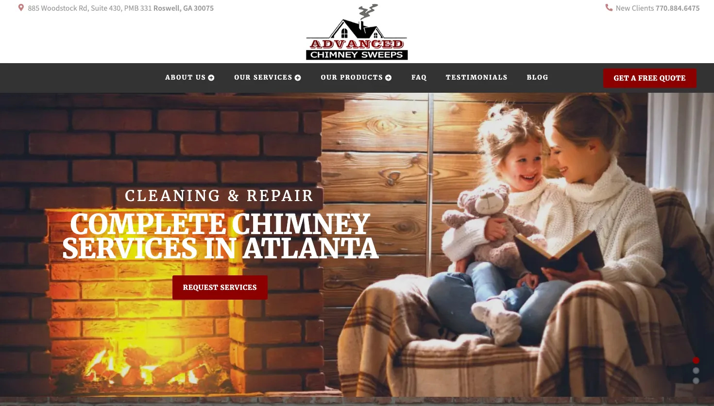 Advanced Chimney Sweeps website screenshot