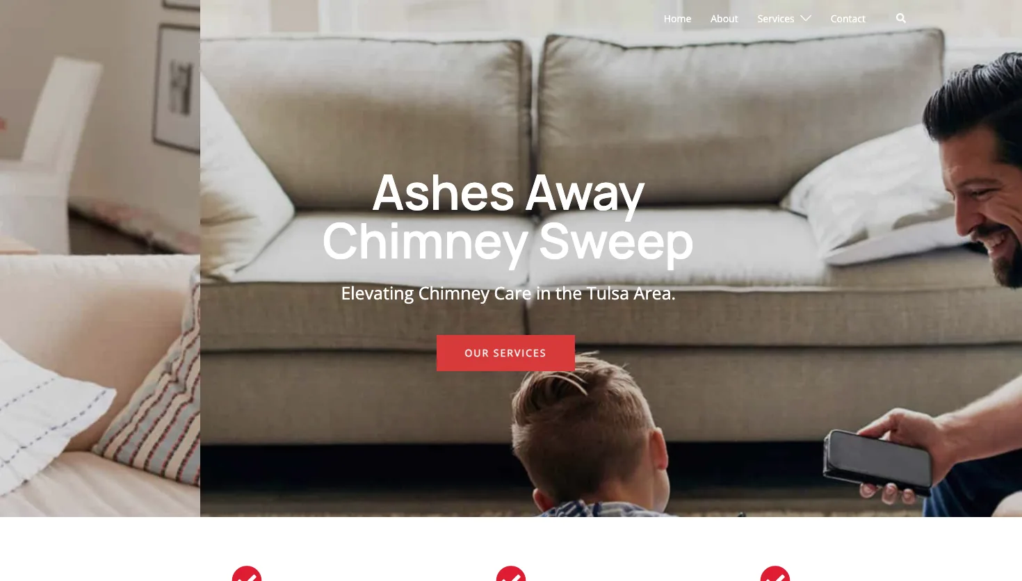 Ashes Away Chimney Sweep Company website screenshot