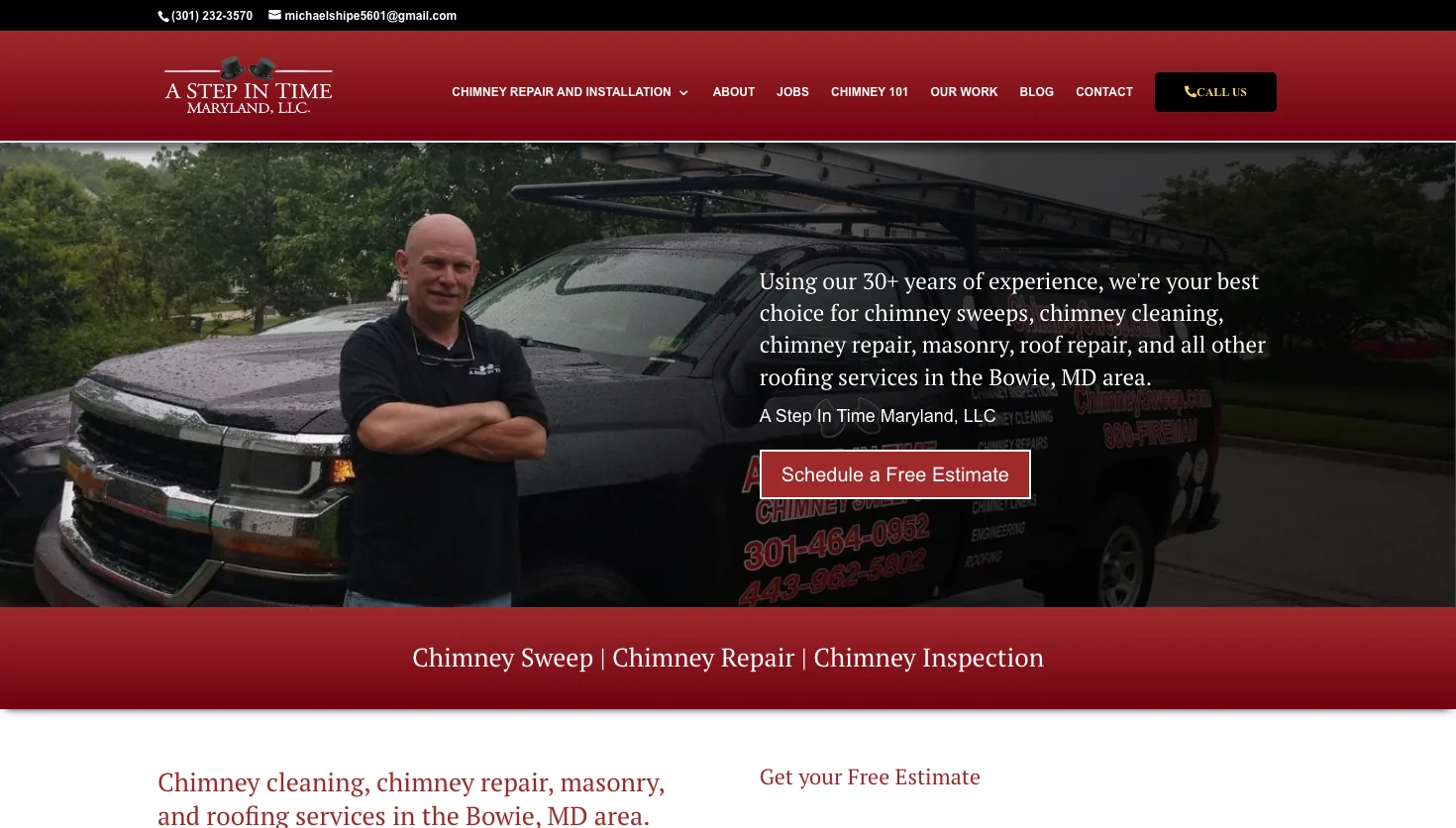A Step In Time Maryland, LLC website screenshot
