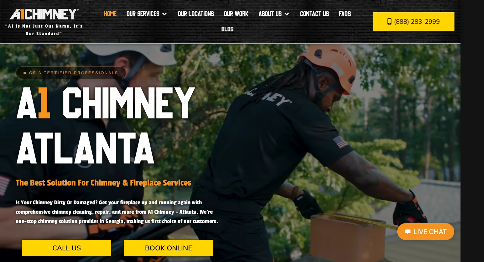 A1 Chimney website screenshot
