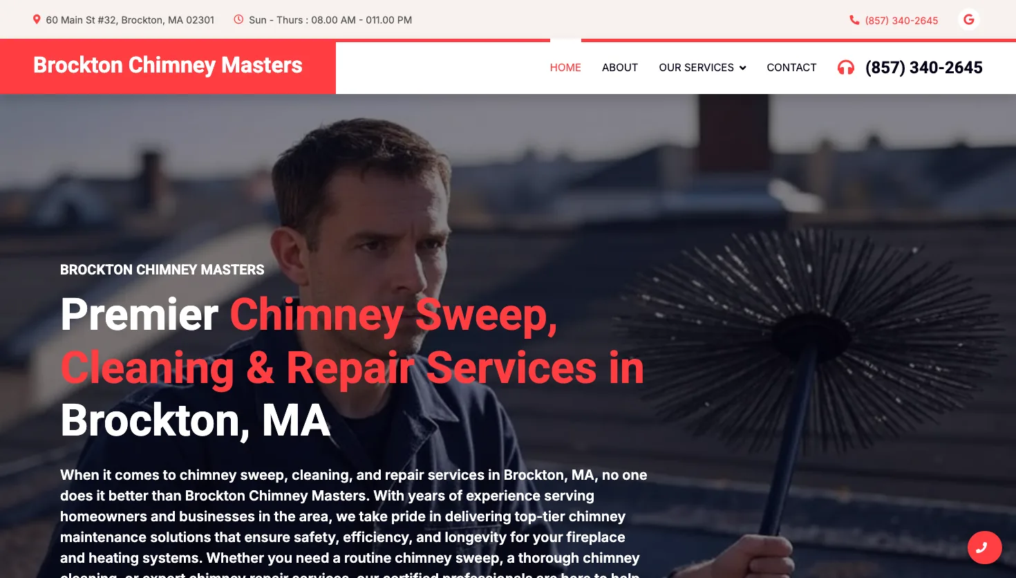 Brockton Chimney Masters website screenshot