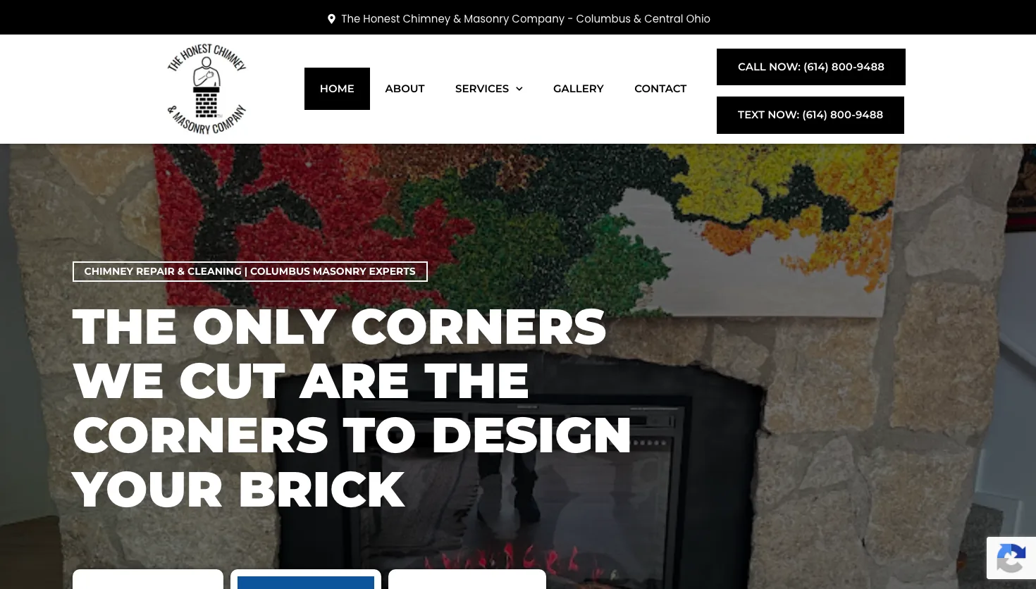 The Honest Chimney & Masonry Company website screenshot