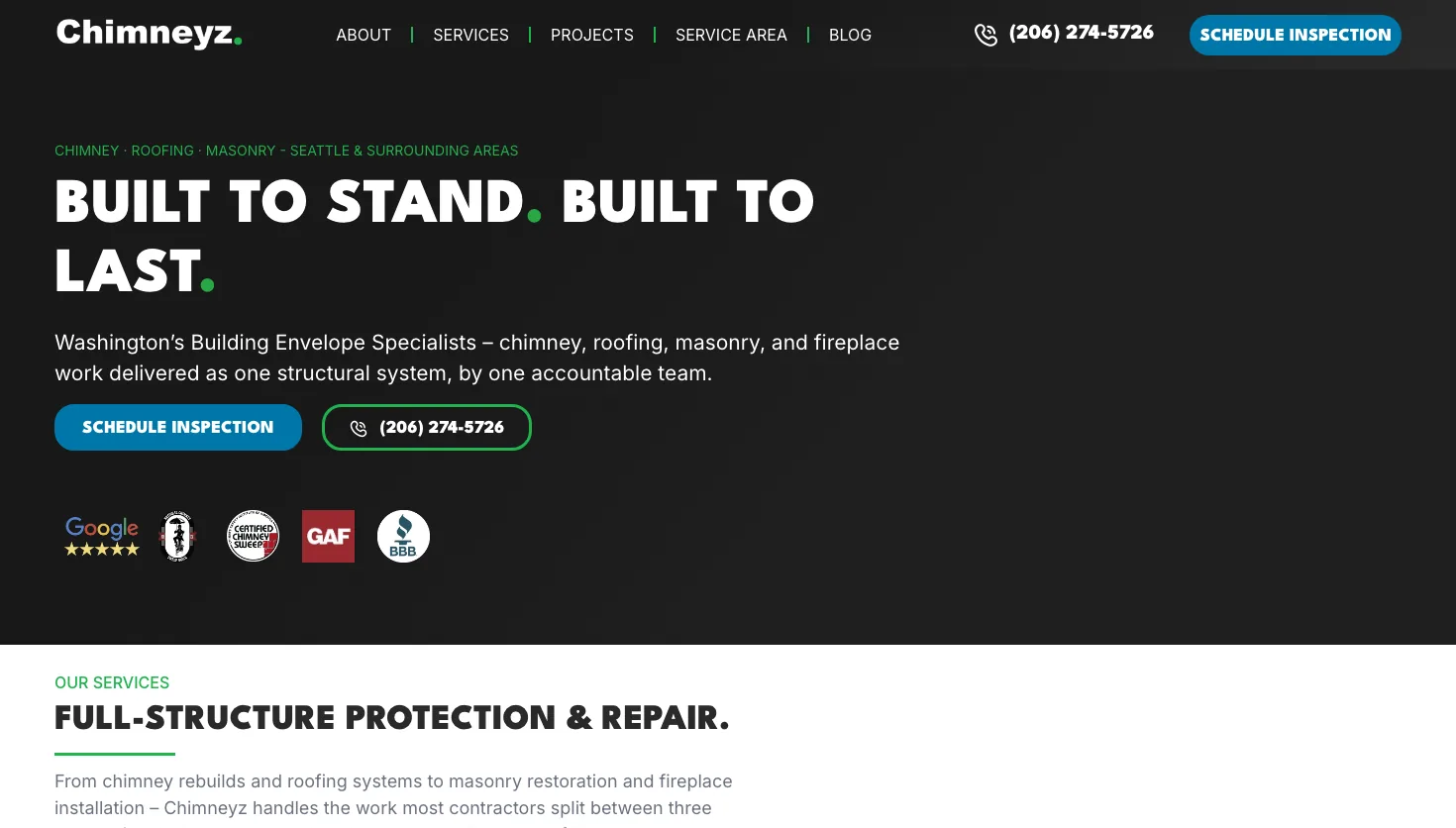 Chimneyz LLC website screenshot