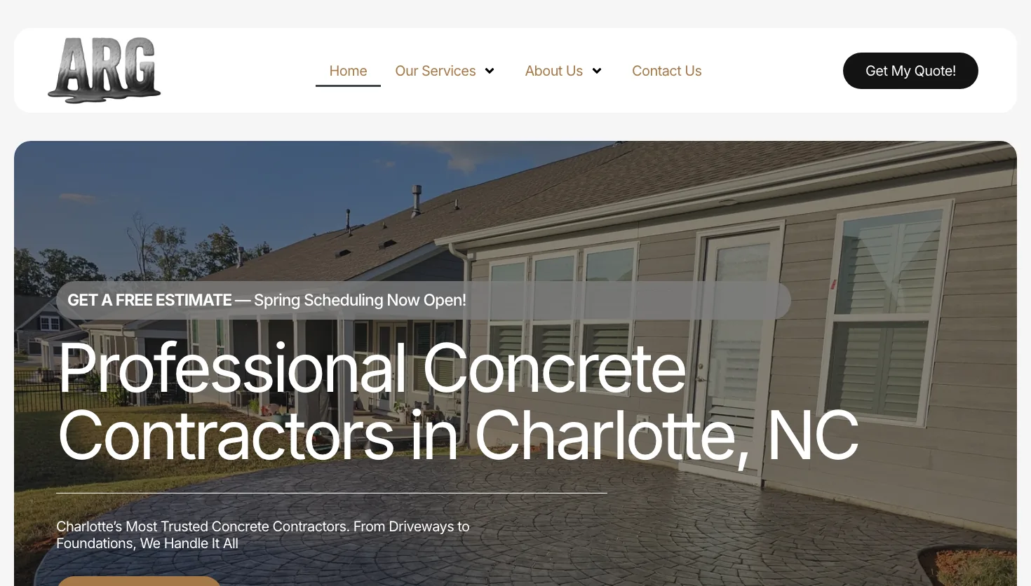 ARG Concrete website screenshot