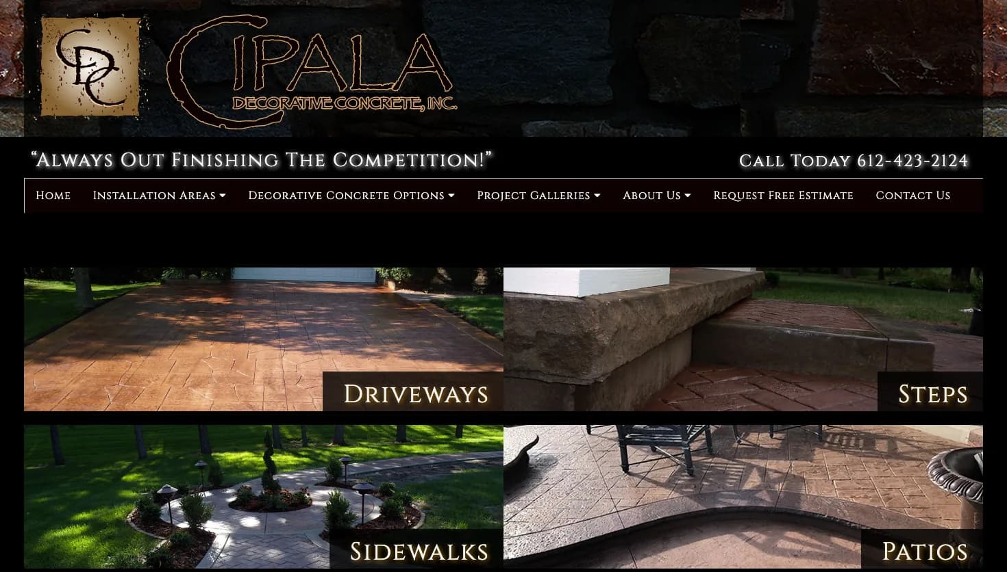 Cipala Decorative Concrete Inc. website screenshot