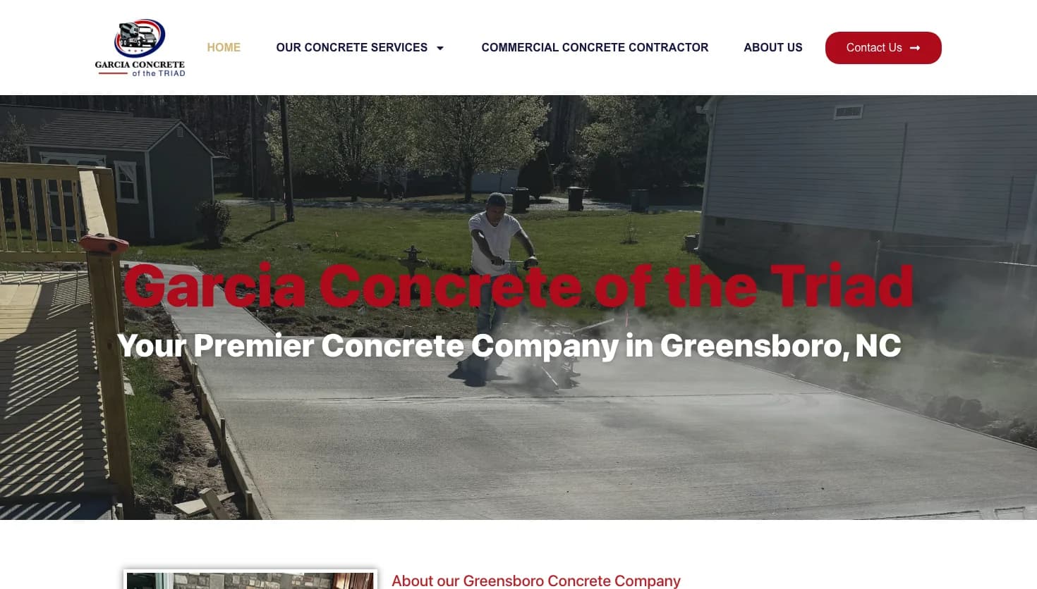 Garcia Concrete of the Triad website screenshot