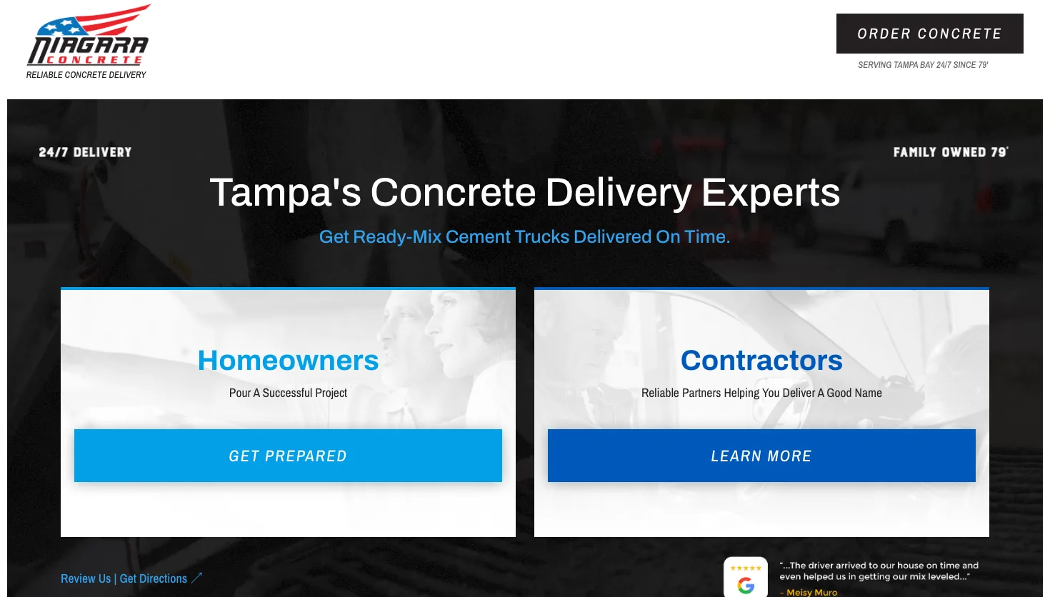 Niagara Concrete Inc. website screenshot