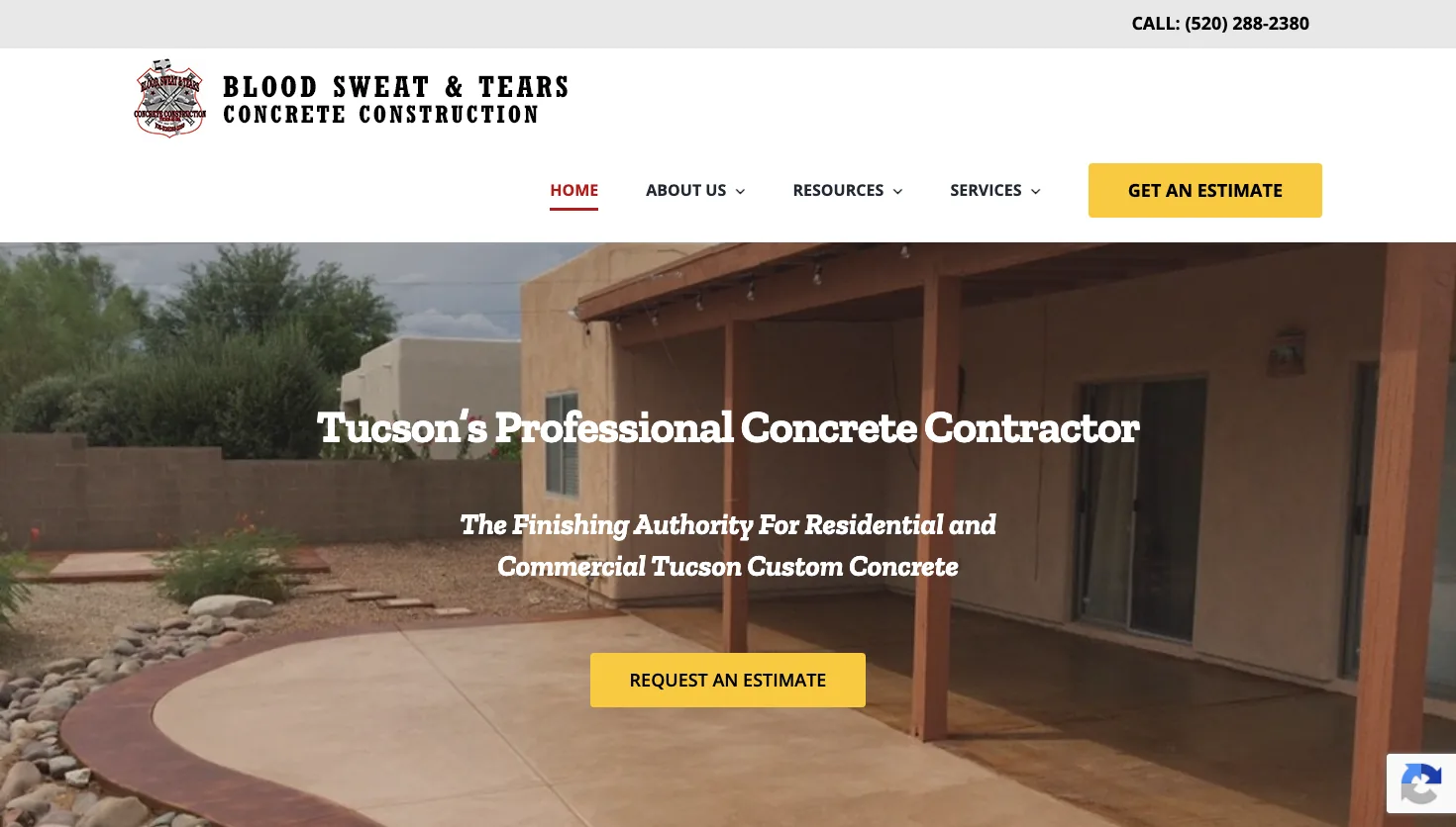 BS&T Concrete Construction LLC website screenshot