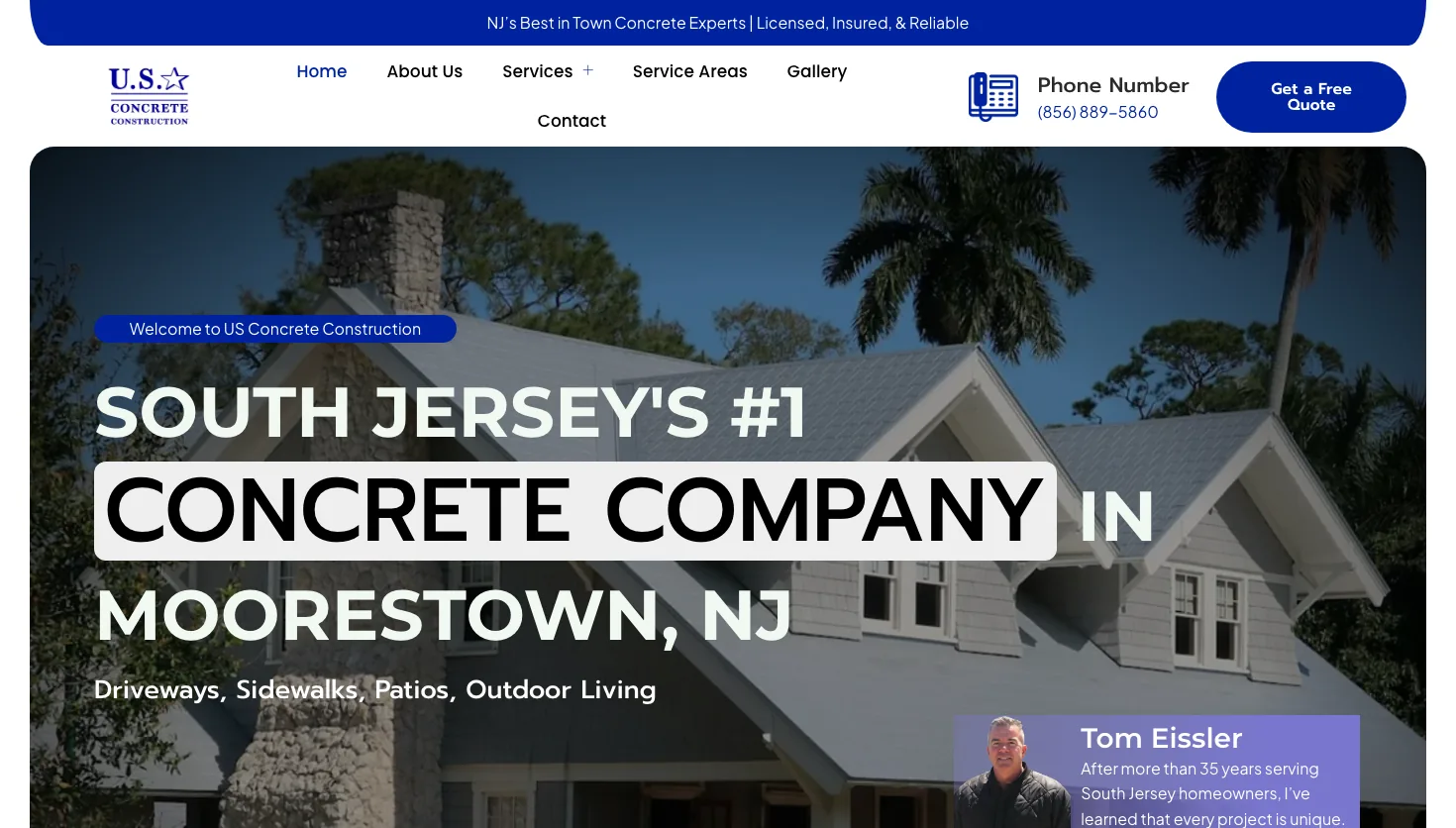 U.S. Concrete Construction website screenshot