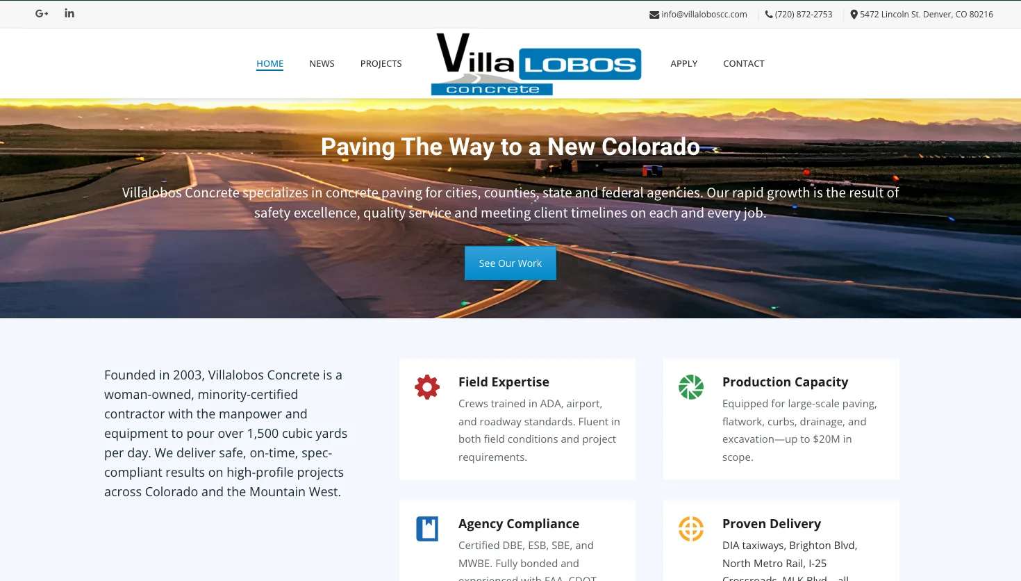 Villalobos Concrete website screenshot