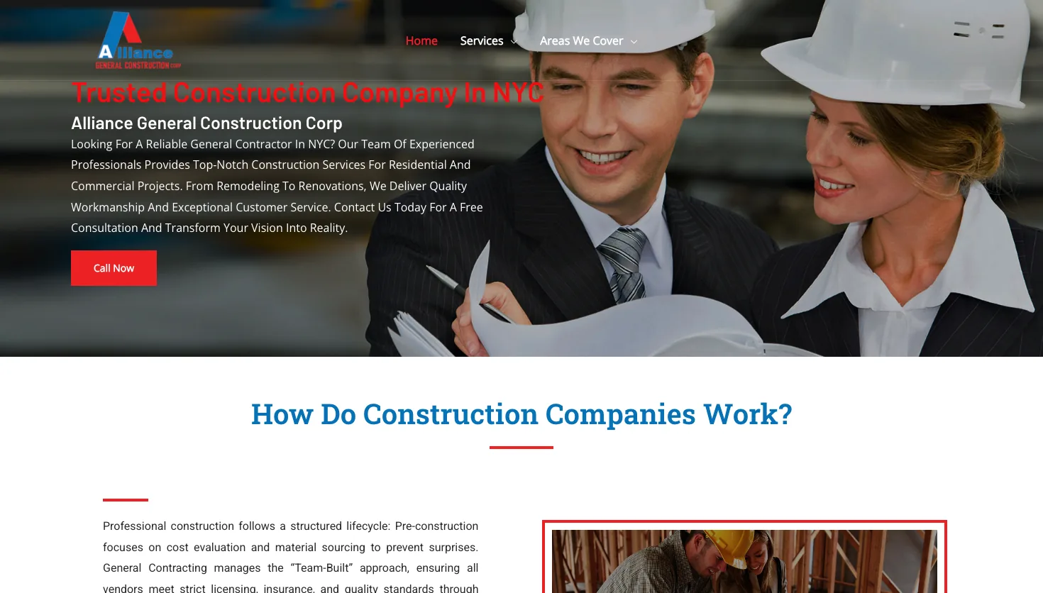 Alliance General Construction Corp website screenshot