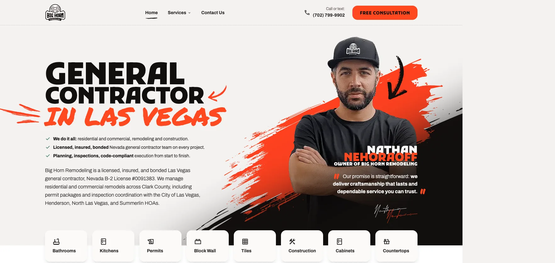 Big Horn Remodeling website screenshot